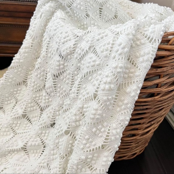 Vintage Handmade Other - 92”x88” Vintage Handmade Popcorn Crochet Bedspread - Mid-Century Modern - Cotton